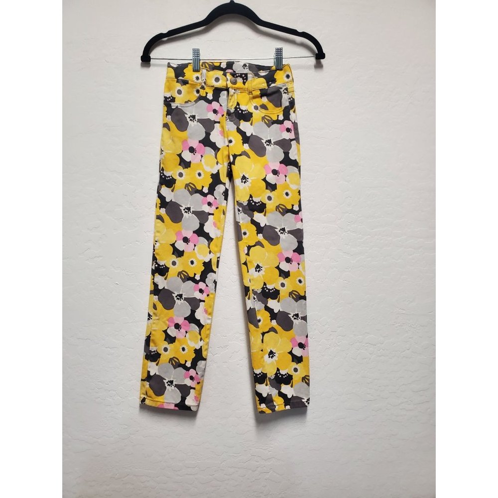 Gymboree Youth Pants w/ Pockets Flower Floral Yellow & Pink - Size 8 Youth